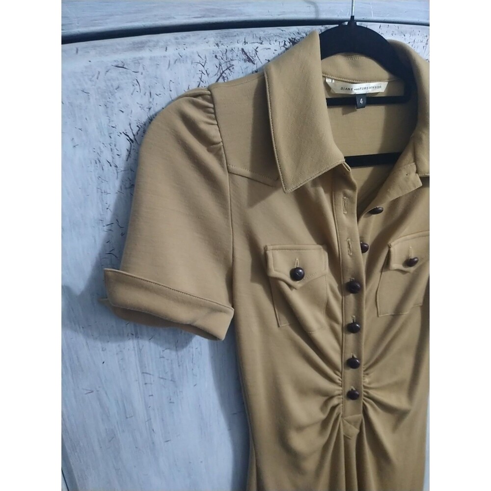 Diane Von Furstenberg 100% Wool Collared Knee Length Dress 4 Neutral Officey - Picture 6 of 9